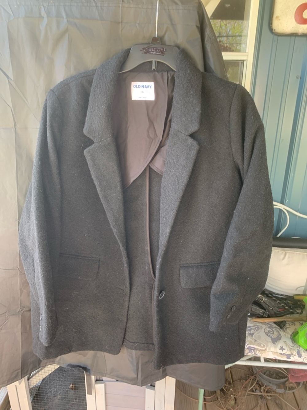 Old Navy Black Wool-Blend Single-Button Blazer